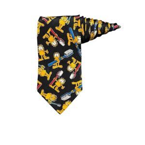 Paws Addiction Garfield Toothbrush Dentist Cartoon Novelty Necktie 100% Silk